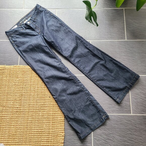 Banana Republic Premium Denim Dark Blue Wash Classic Wide Leg Jeans Size 08 - Picture 4 of 10